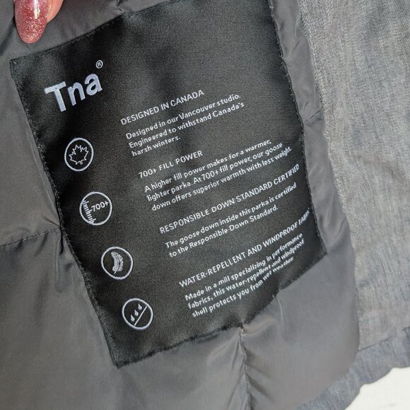 TNA The Summit Parka Arctic Twill mid-length goose down parka jacket MEDIUM - Picture 11 of 16